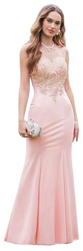 Misshow Robe de soirée et Robe de cockatail Mariage Luxe Robe de Cocktail Grande Taille Rose 38