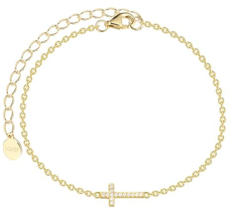 XENOX® Kreuz Armband - Damen Armband aus hochwertigem 925/- Sterlingsilber mit Kreuz-Anhänger und Zirkonia Steinen | XS10045G