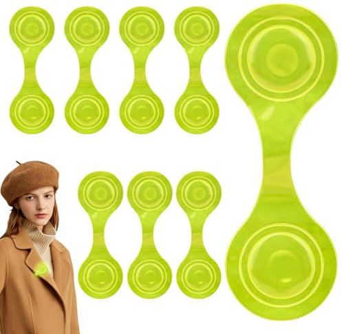 Teokantz 8 Stück Grün Reflektoren Magnet, 15×5 cm Reflektoren Kinder, Reflektor für Rucksack Schulranzen Jacke Kinderwagen