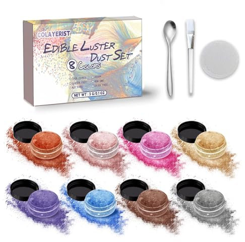 COLAYERIST Essbarer Glitzer für Getränke 8 Farben, Glitzerpulver für Getränke, Glitzer Essbar, Edible Glitter for Drinks, Lebensmittelfarbe Pulver für Getränke, Cocktail, Torte, Fondant (Set 2)