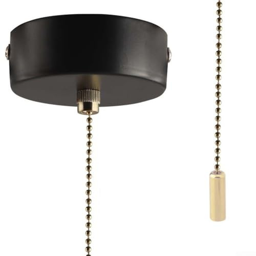 Zugschnur-Bedienschalter, Lichtschalter mit 200 cm langer Kette, Badezimmer Zugschnur LichtSchalter Mit Kettensatz und Montagewerkzeug, zugschalter Deckenzugschnur für Badezimmer (schwarz)