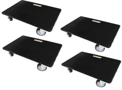 Mega Deal 4X Profi Transportroller mit 4 Rollen | HxBxT 15x40x60 cm | Traglast 500kg | Sperrholzplatte mit Gummibelag | Schwarz | Möbelroller Rollbrett Transporthilfe Rollwagen Roller