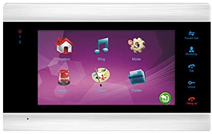 7 Inch Indoor Monitor Video Door Phone Doorbell Intercom System Video Recording Photo Taking Silver Wall Mounting