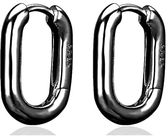 VICKWOOD Creolen Silber 925 Mittelgroß 15 mm Echt Silber Klein Eckige Creolen Damen Ohrringe Gold/Silber mit Zirkonia 18K Vergoldet Schmuck Geschenk für Frauen