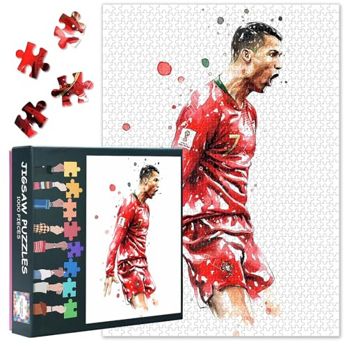 1000 Piece Cristiano Ronaldo Jigsaw Puzzle Legendary Football Moments, Premium Paper Soccer Star Collectible for Adults & Fans, Challenging Sports Memorabilia Art, 27.5x19.7 Inch