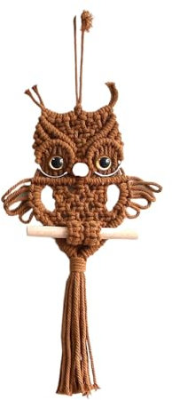 YKAFADE Makramee Eule Wandbehang,Handgewebter Eulenkunst Wanddekoration Wandbehang Dekor gewebt Wandteppich Böhmische Tapisserie Boho Deko Ornamente für Zuhause Schlafzimmer Wohnzimmer,Braun