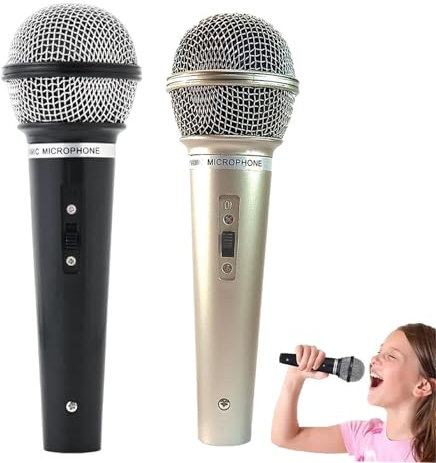 2PCS Fake Microphone, Toy Microphone Set of Two, Microphone Prop for Kids Role Play, Pretend Singing Mic for Birthday Parties, School Performances