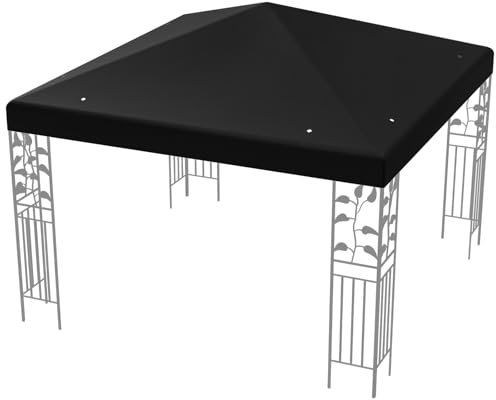COSTWAY Ersatzdach Pavillon 3x3m, Pavillondach Ersatzbezug mit Klettverschlüssen, Stabil & Wasserabweisend Einzeldach für Gartenpavillon (Schwarz)