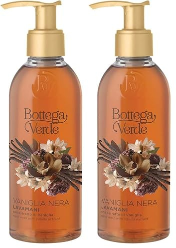 Bottega Verde - Vaniglia Nera, Lavamani, 250 ml, con Proteine del Grano ed Estratti di Vaniglia Nera, Detergente e Profumato, Formula Delicata, Ideale per Lavaggi Frequenti, per Tutti i Tipi di Pelle