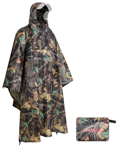 Andake Regenjacke Regenponcho Wasserdichter Unisex Wiederverwendbar 3 in 1 Camouflage Regencape Atmungsaktiver für Jagd Camping Picknick Wandern