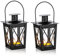 NUPTIO 2 Stück Lanterne en Verre à Terre Suspendue, Lanterne en Verre Portable, Petite Lanterne Rétro de Fer, Suspension de Décoration D’Intérieur Cour, Schwarz Laternen für Draußen, Windlicht Glas