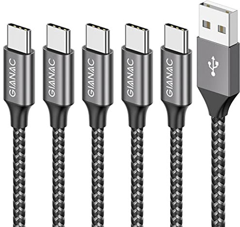 Lot de 5 câbles USB C -240W 0,5 m - Câble de charge de type C et câble de données Fast Charge Sync - Pour Samsung Galaxy S10 S9 S8 Plus Note 10 9 8 A3 A5 2017, HTC 10 U11