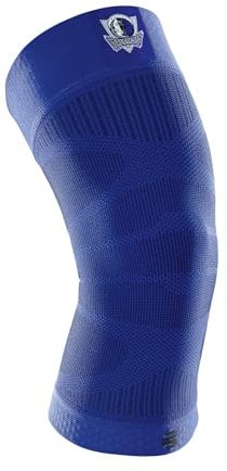 BAUERFEIND Kniebandage Sports Compression Knee Support NBA, 1 Unisex Sportkniebandage für Ballsportarten, Basketball Knie-Bandage in Blau mit Dallas Mavericks-Logo,M