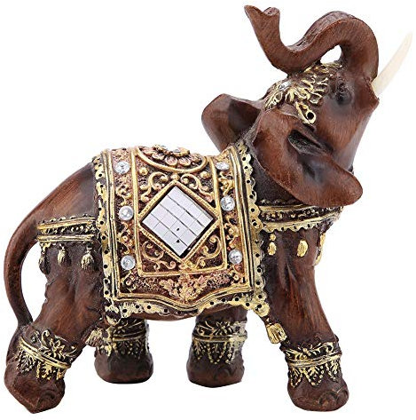 HEEPDD Glück Reichtum Elefant Statue, Glück Feng Shui Holzmaserung Elefant Statue Skulptur Reichtum Figur Home Decoration Collection(L)