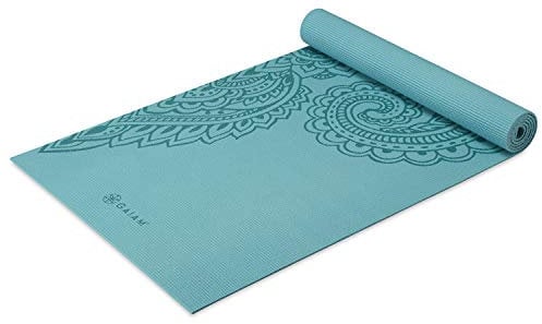 Gaiam Yogamatte, Premium-Druck, rutschfeste Übungs- und Fitnessmatte für alle Arten von Yoga, Pilates und Bodentraining, Paisley Frost, 5 mm (05-64037)