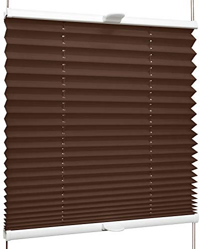 SchattenFreude Klemmfix-Plissee für Fenster | Mit Klemm-Haltern | Ohne Bohren | Braun, Breite: 85cm x Höhe: 100cm