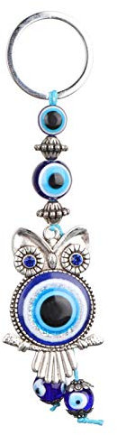 Yosoo Health Gear Türkisches Auge, Evil Eye Keyring, Evil Eye Owl Schlüsselbund Schlüsselring Wohnkultur Türkisches Glas Amulett Charm Anhänger für Mann Frau Geldbörse Handtasche Tasche Dekorationen