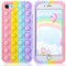 Aupartuds Pop It Phone Case for iPhone 7/6 Plus,Stress Reliever Push Pop Bubble Fidget Toys Cover,Cute Funny Soft Silicone Protecive Shell for iPhone 8 Plus 5.5 inch - Rainbow