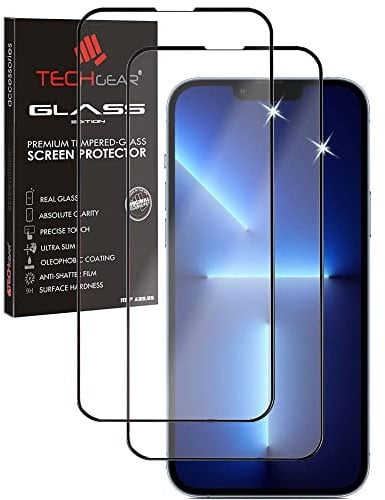 TECHGEAR 2 Pack 3D GLASS Edition Compatible with iPhone 16e / iPhone 14 / iPhone 13, 13 Pro [FULL Screen Adhesion] & [Full Coverage] Tempered Glass Screen Protector