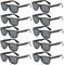 FSMILING Lot Lunettes De Soleil Noir Rectangulaire Vintage Lunettes De Fête Fantaisie Lunette Noir pour Hommes Femmes,10 pack