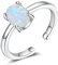 LOKILOKI Offener Ring Aus 925er Sterlingsilber Für Damen, Oval, Weißer Opalring, Silber 925, Verstellbar, Weibliche Fingerringe, Feiner Schmuck