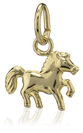 NKlaus Kettenanhänger kleines Pferd baby 333 Gelb Gold 8 Karat 9,7mm glänzendes Pony Amulett 6525