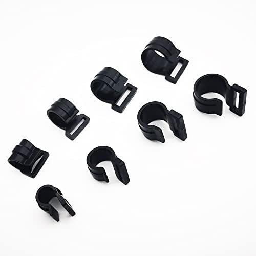 JIUMEI 20PCS Plastic C Clamp for Camping Awning Tent Poles of 11mm/17mm/20mm/25mm Black Clip to Fix Tent Cover Screen for Width of Webbing Strap Less Than 19mm/21mm/25mm