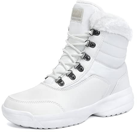 Dannto Stivali da Neve Donna Inverno Scarpe Outdoor Antiscivolo Pelliccia Invernali Stringate(beige,40)
