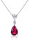 Diamond Treats Damen-Halskette mit Tropfen-Anhänger aus 925er Sterling Silber mit einem roten Stein, Rubinrot Kette für Damen, Halskette für Damen, Silberschmuck für Frauen