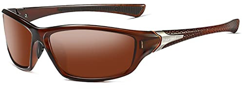 YUELUQU Polarisierte Sportbrille Sonnenbrille für Herren Damen Fahrerbrille Radsportbrillen Skifahren Autofahren Fischen Laufen Wandern UV400 Schutz (Braun)