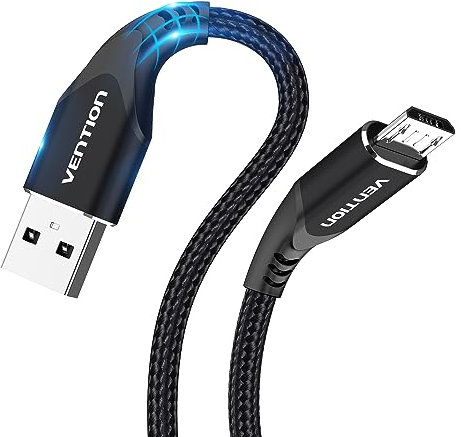 Vention Câble Micro USB 2 m - Chargeur Pour Kindle Fire, Samsung Galaxy S6 S7 S5 J7 J5, PS4, Xbox - En Nylon Tressé - Noir