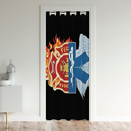 Rideau de porte de lutte contre l'incendie, 1 panneau, 132,1 cm de large x 203,2 cm de long, pour enfants et adultes, rideau de porte d'intimité en plumes de flamme aquarelle pour salon, échelle,