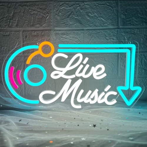 Insegna al neon con musica dal vivo, luci al neon a LED per decorazione da parete, dimmerabile, cartello musicale al neon per bar, studi musicali, camera da letto, feste, club, feste artigianali