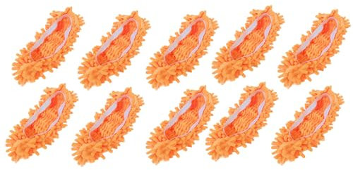 Wisafory 5 pares de mopas para pantuflas de microfibra, lavables, mopa para el suelo, para casa, suelo, suciedad, polvo, pelo, naranja