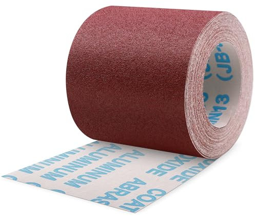 ZEHIQ Rouleau de papier abrasif grain 60, 100 mm x 10 m, rouleau de tissu abrasif pour ponceuse manuelle, ponceuse vibrante, papier abrasif pour bois, métal, peinture