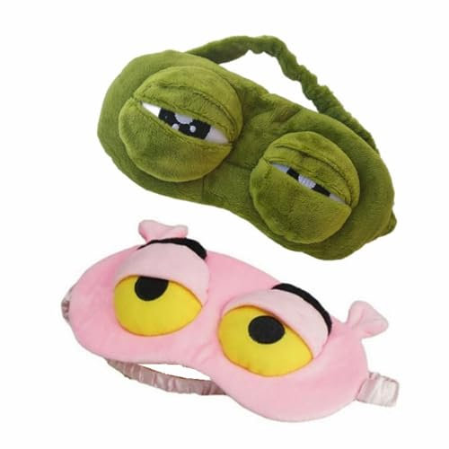 Jilukibo Niedliche 3D-Froschaugen-Schlafmaske, Rosa, Grün, Cartoon, Weiche Augenschatten, Schlafmaske für Kinder und Erwachsene, Reisen, Yoga, Büro