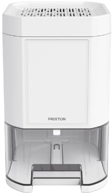 PRIXTON Sahara Luftentfeuchter, 0,3 l/Tag, Fassungsvermögen 1 l, Timer, Peltier-Methode