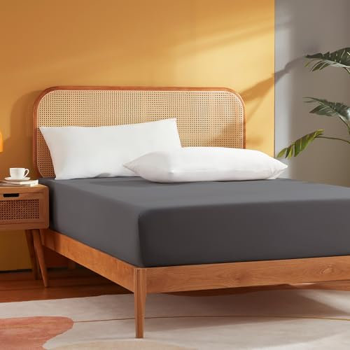 Sonive spannbettlaken 90x200cm, weiches Spannbetttuch Leintuch, 30 cm Tiefe Tasche, Dunkelgrau