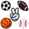 5pcs Sports Ball Logo Embroidery Patches, Premium Non-Woven and Polyester Embroidered Sports Patches Iron On, Baseball Football Basketball Shape Soccer Applique Iron On for Hat Cloth Shoes and Bag