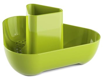 Zeal Corner Sink Tidy Organiser, Compact Cutlery Utensil Drainer Caddy Rack, Lime Green