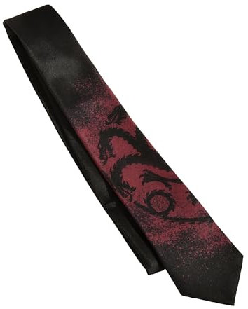 Elbenwald Game Of Thrones Krawatte im Haus Targaryen Wappen Design für Herren Damen Unisex 151 x 7 cm Schwarz Rot