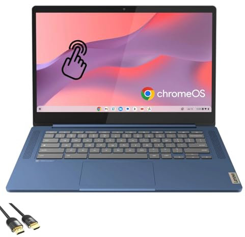 Lenovo IdeaPad Slim 3 Chromebook, Pantalla Táctil FHD LCD de 14, MediaTek Kompanio 520, 4GB RAM, 64GB eMMC, WiFi 6, Micro SD Card Reader, USB-C, Teclado de US, PDG HDMI Cable, Chrome OS