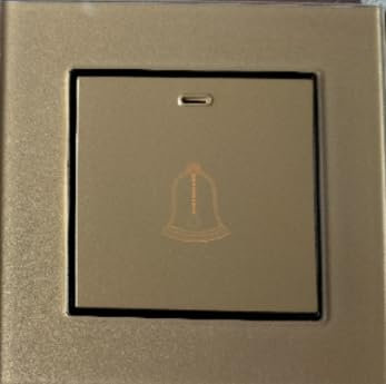 Pulsante Campanello Esterno, 8,6x8,6cm Pulsante Campanello da Esterno Impermeabile in Vetro Temperato, 16A 220~250V Interruttore a Pulsante con Viti, Interruttore Campanello per Casa, Albergo (Oro)