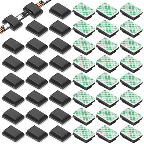 Augshy 60 PCS Light Strip Mounting Clips White Self Adhesive Led Light Fasteners Mounting Holder Cable Clamp Organizer for 10 mm Light Strip (Black)