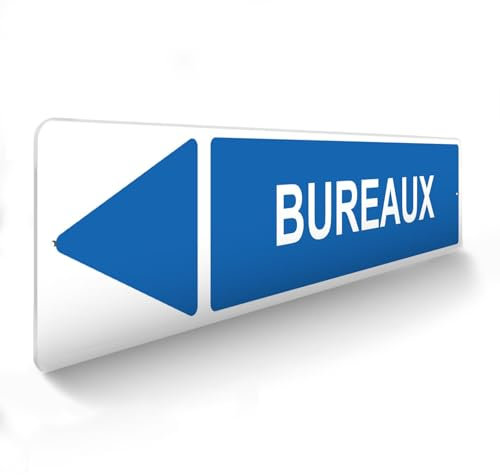 DECOHO - Panneau de signalisation pour parking · Bureaux gauche - 48 x 10 cm - Bleu