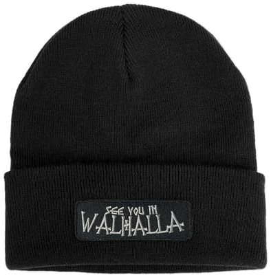 No Face No Name Mütze See You in Walhalla in schwarz I Odin Wotan Thor Wikinger Viking Asgard Biker I Beanie Strickmütze Wintermütze