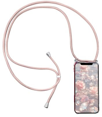 Handykette Handyhülle für Huawei Mate 20 mit Band - Transparent Handy-Kette Handy Hülle mit Kordel zum Umhängen Handyanhänger Halsband Lanyard Case (Rotgold, for Huawei Mate 20)