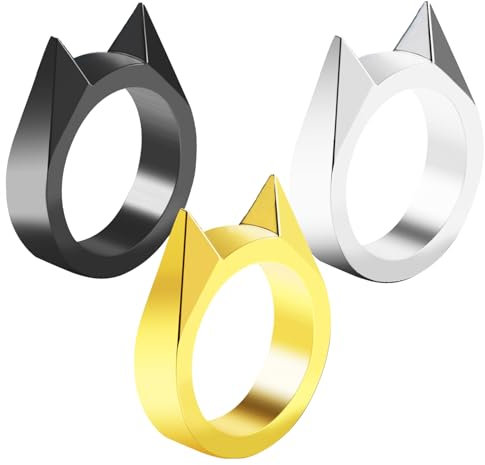 3 Stück Katzenohren Ring Zinklegierung,Katzen Ohrringe Legierung Ringe,Niedliche Katzenringe Set,kreative Selbstverteidigung Katzenringe,Katze Self Defense Rings,Ehefrau Mann Freundin Freund