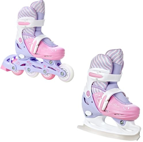 RAVEN 2in1 Schlittschuhe Inline Skates Inliner für Kinder Mädchen LED Leuchträder verstellbar