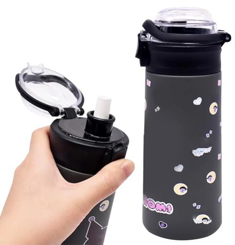 YCVBCY Botella Termica Cantimplora Niños 500ml Kiocko Botella De Agua Aislada Para NiñOs Con Paja Cubierta Botella Agua Acero Inoxidable Hermética para la Escuela y Deportes-D